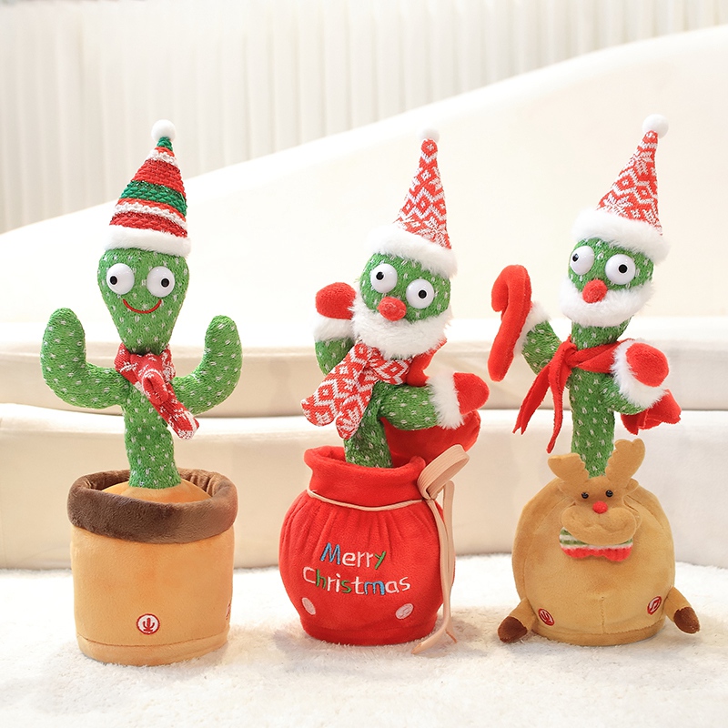 Electronic Christmas Cactus Plushies Audible Funny Festival Cactus Plant Plushie - Image 4