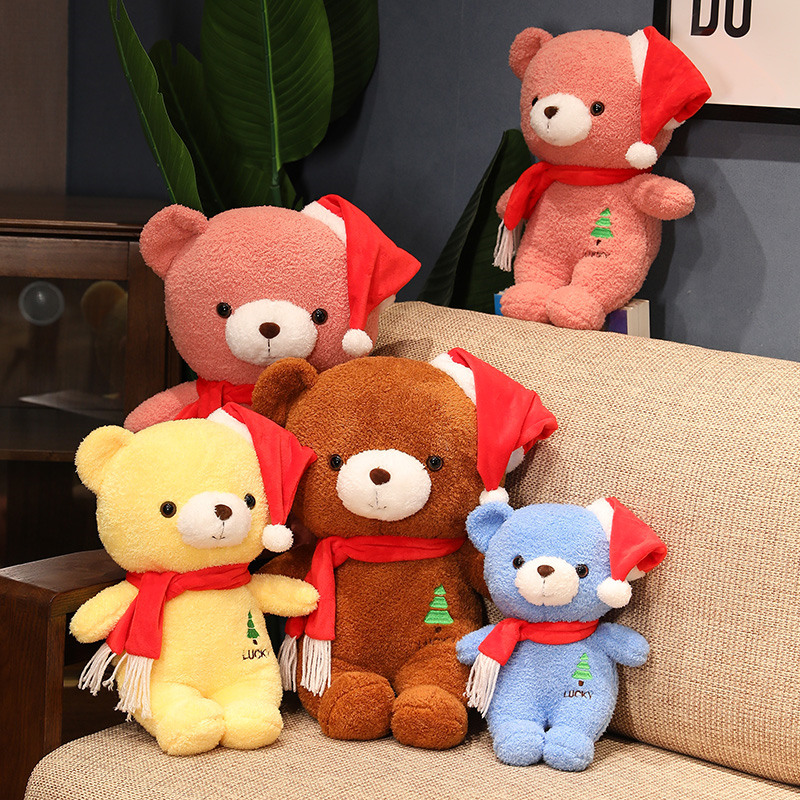 Colorful Christmas Bears Christmas Teddy Bear Animal Sofa Decor Plush Toy - Image 4